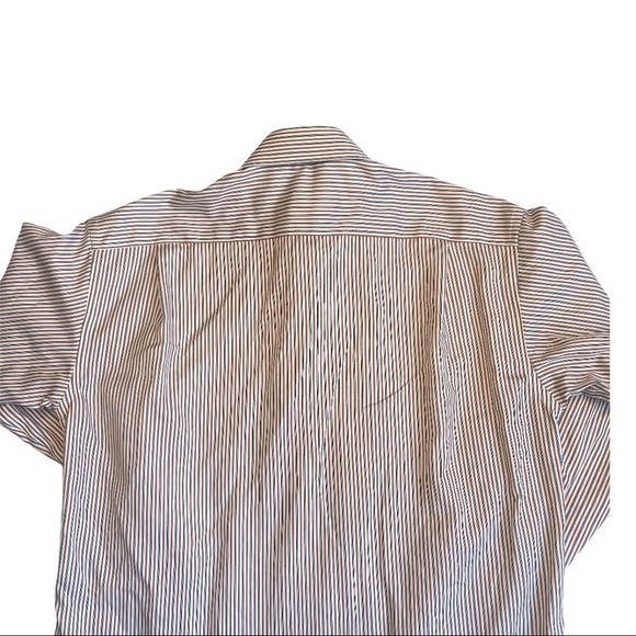 Joseph & Feiss Large Orange Black Striped Long Sleeved Button Down Dress Shirt - Picture 10 of 11